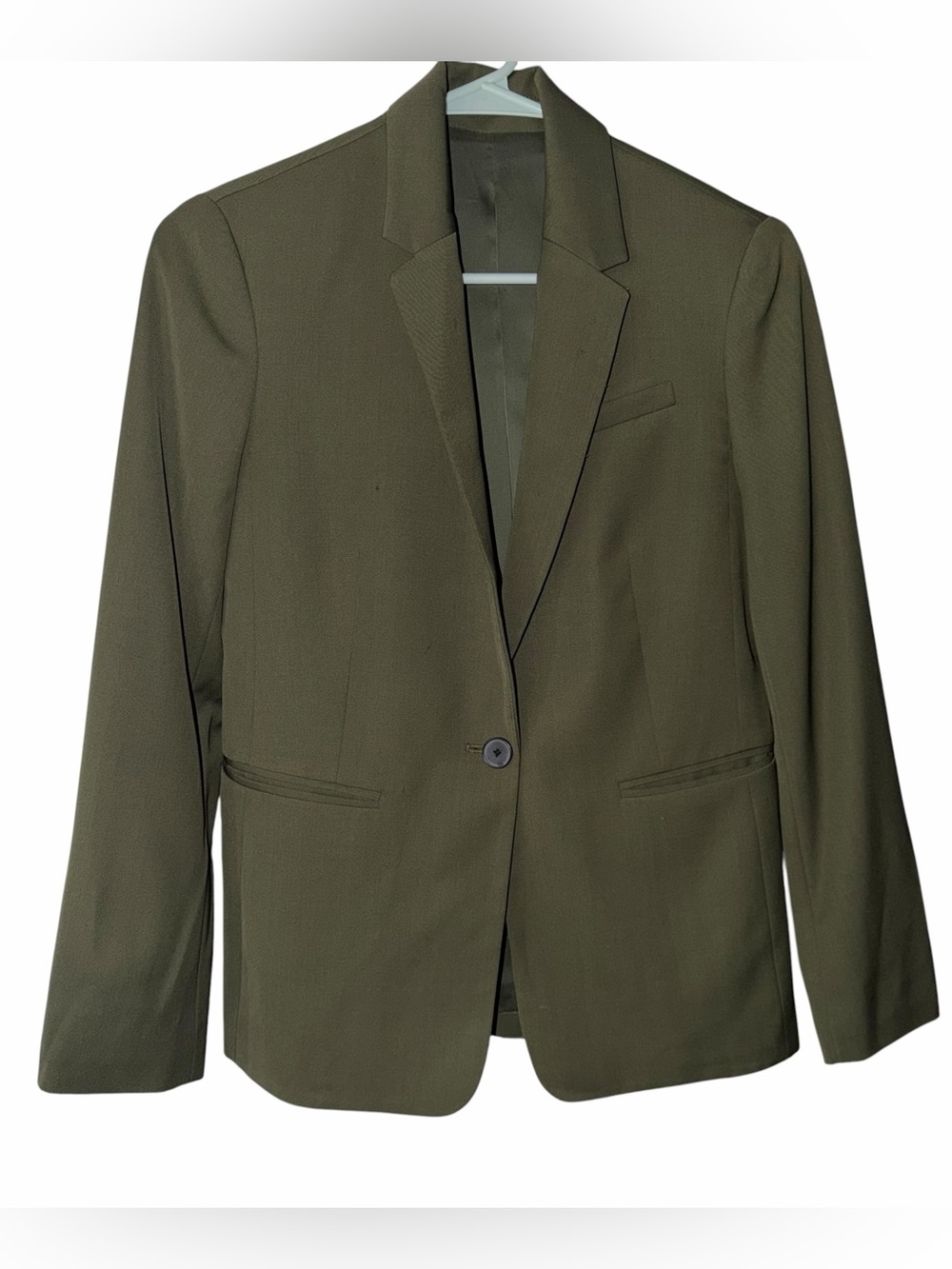 Everlane Italian GoWeave One Button Blazer Olive Green Size 0 Career Jacket - Picture 2 of 9